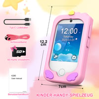 Aparat foto pentru copii CHAKEYAKE, jucărie în formă de smartphone cu ecran tactil, cameră duală, player MP3 și card SD de 32 GB, roz, pentru fete și băieți cu vârste între 3-12 ani 8