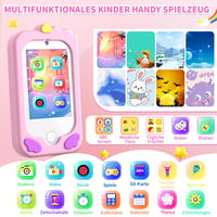 Aparat foto pentru copii CHAKEYAKE, jucărie în formă de smartphone cu ecran tactil, cameră duală, player MP3 și card SD de 32 GB, roz, pentru fete și băieți cu vârste între 3-12 ani 2