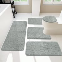 Chakme Memory Foam Fürdőszobaszőnyeg Szett 5 Részes - Kavics Mintázatú, Csúszásmentes, Nedvszívó, Mosható Fürdőszoba Szőnyeg, Világosszürke 1