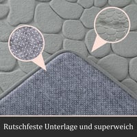 Chakme Memory Foam Fürdőszobaszőnyeg Szett 5 Részes - Kavics Mintázatú, Csúszásmentes, Nedvszívó, Mosható Fürdőszoba Szőnyeg, Világosszürke 3