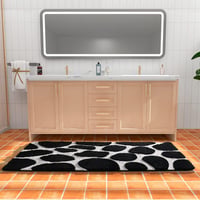 chakme Mikroszálas Fürdőszobai Szőnyeg 60x152cm Csúszásmentes Fekete-Fehér 2