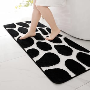 chakme prostirka za kupaonicu od mikrovlakana, protuklizna - crno-bijela - 60x152 cm