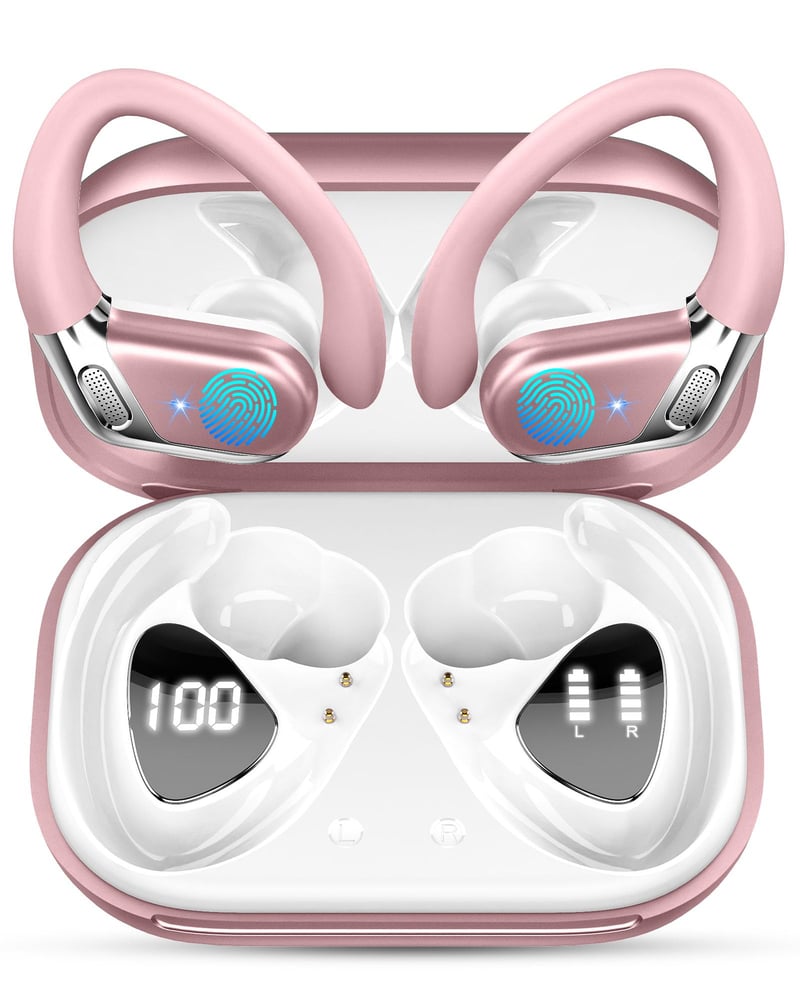 Bluetooth 5.4 športové slúchadlá, HiFi stereo, 50-hodinová výdrž batérie, potlačenie hluku CVC 8.0, rýchle nabíjanie cez USB-C, vodoodolnosť IP7, na behanie a do fitka