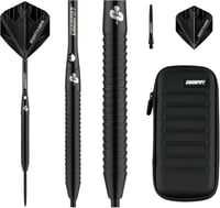 Champify 90% Volfrám Darts Készlet Fekete Táskával - 3 Steel Nyíl, 9 Alumínium Szár és 9 Toll - 23g Nighthawk Profi Szett Fém Hegyekkel 1