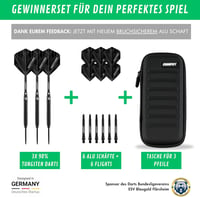 Champify 90% Volfrám Darts Készlet Fekete Táskával - 3 Steel Nyíl, 9 Alumínium Szár és 9 Toll - 23g Nighthawk Profi Szett Fém Hegyekkel 2