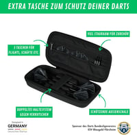 Champify 90% Volfrám Darts Készlet Fekete Táskával - 3 Steel Nyíl, 9 Alumínium Szár és 9 Toll - 23g Nighthawk Profi Szett Fém Hegyekkel 4