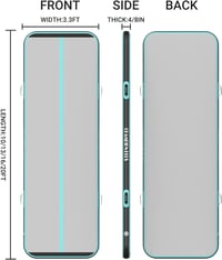 CHAMPIONPLUS Felfújható Air Tumbling Mat 10ft 13ft 16ft 4 inch edző szőnyeg kézi pumpa helyett elektromos pumpával, torna és cheerleading, v 2
