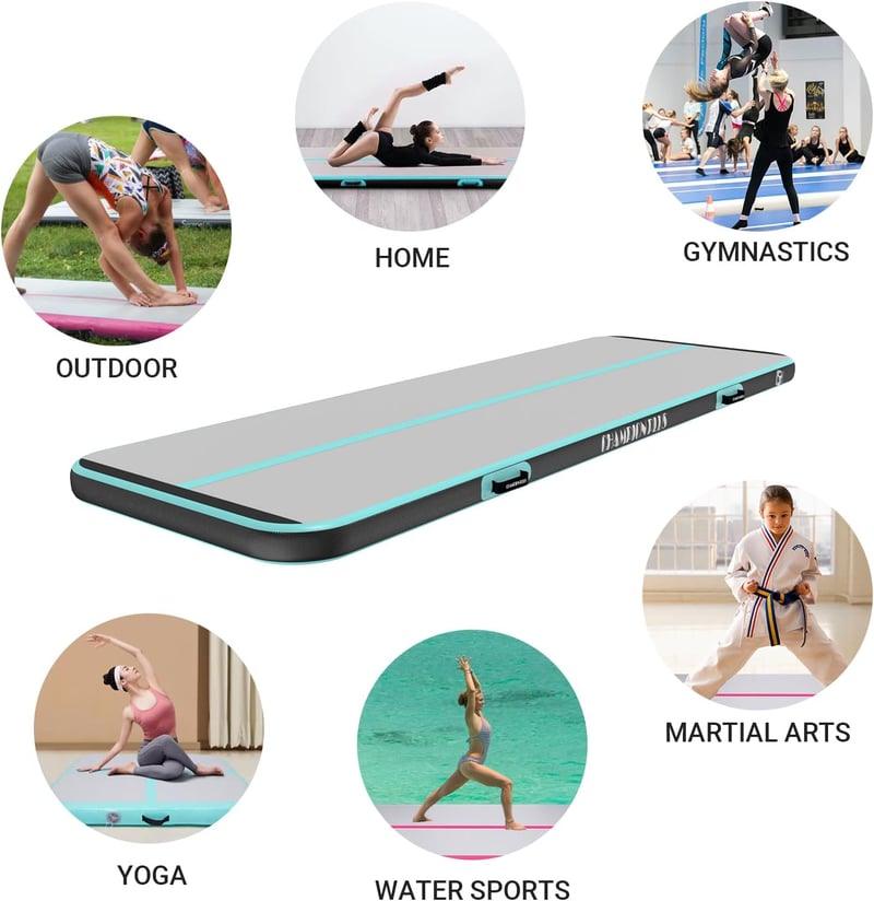 CHAMPIONPLUS Felfújható Air Tumbling Mat 10ft 13ft 16ft 4 inch edző szőnyeg kézi pumpa helyett elektromos pumpával, torna és cheerleading, v