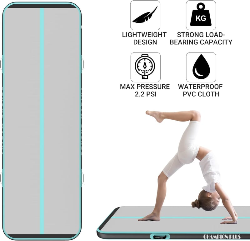 CHAMPIONPLUS Felfújható Air Tumbling Mat 10ft 13ft 16ft 4 inch edző szőnyeg kézi pumpa helyett elektromos pumpával, torna és cheerleading, v