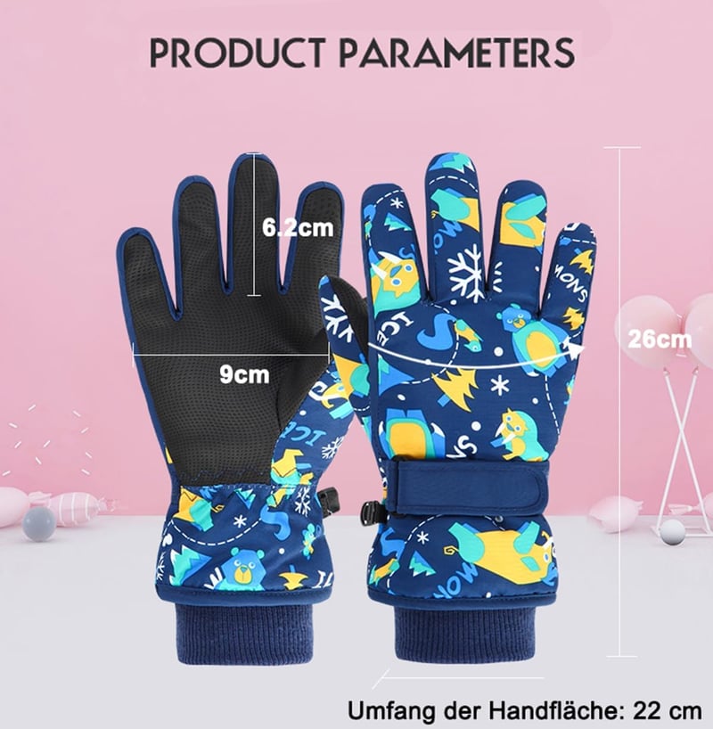 Chanurae Gyermek Vízálló Téli Kesztyű 4-6 Éveseknek - Lila Síkesztyű Hógolyózáshoz, Biciklizéshez, Snowboardozáshoz - Meleg Polár Béléssel