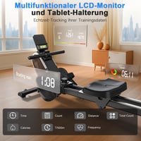 CHAOKE Mágneses Evezőgép Otthoni Edzéshez - 16 Ellenállási Szint, Dupla Sín, LCD Kijelző, App Kompatibilis, 160kg Teherbírás 5