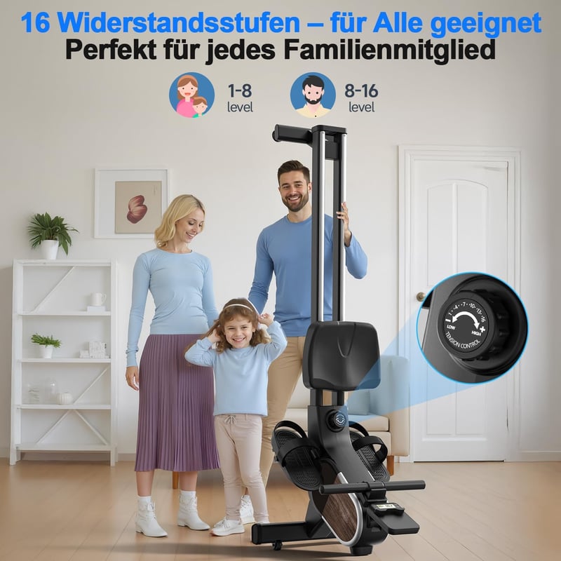CHAOKE Mágneses Evezőgép Otthoni Edzéshez - 16 Ellenállási Szint, Dupla Sín, LCD Kijelző, App Kompatibilis, 160kg Teherbírás