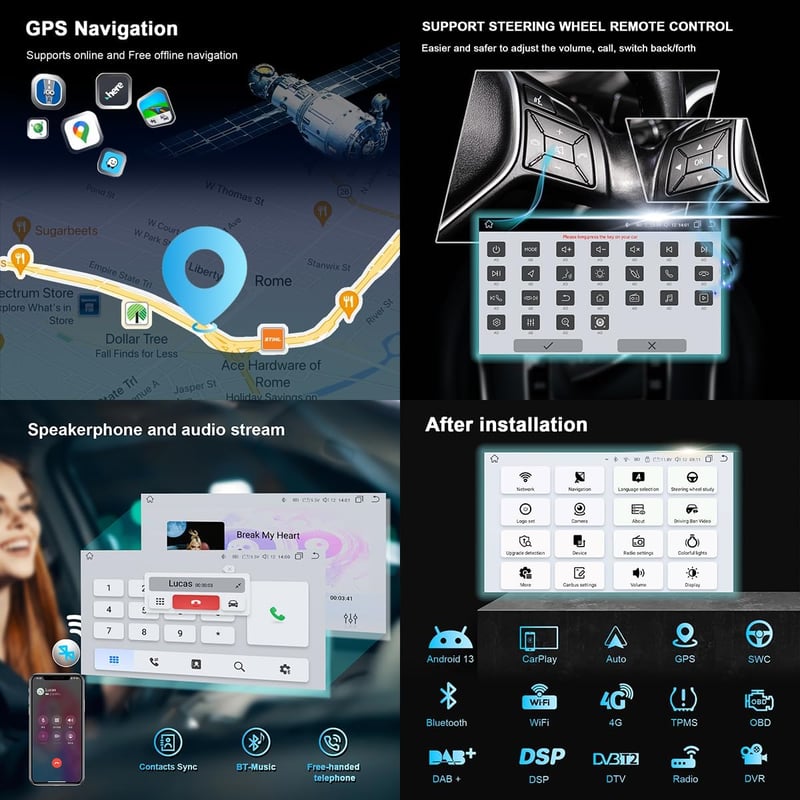 CHARGONIC Android 12 Autórádió Fiat Fiorino/Qubo/Peugeot Bipper/Citroen Nemo 7" Érintőképernyő CarPlay
