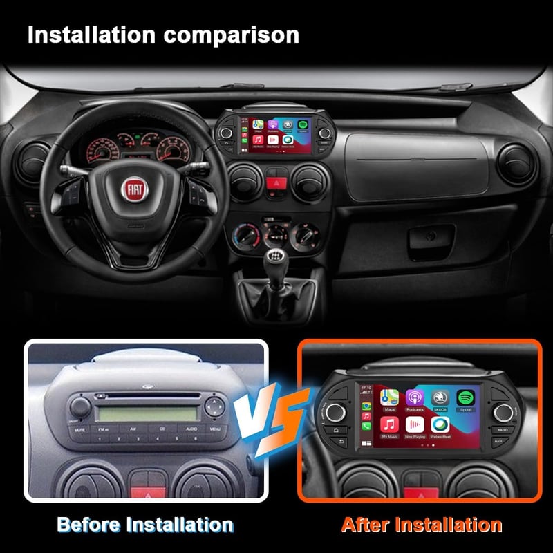 CHARGONIC Android 12 Autórádió Fiat Fiorino/Qubo/Peugeot Bipper/Citroen Nemo 7" Érintőképernyő CarPlay