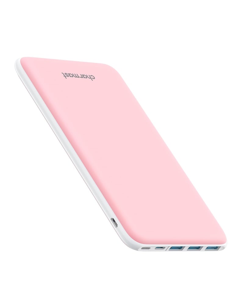 Power bank Charmast 26800 mAh Slim, ružová, 4 výstupy a 3 vstupy, Lightning, Type-C, Micro USB, pre iPhone, iPad, Samsung, Huawei