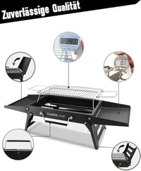 Charmline 34x23cm Hordozható Széngrillezés Kemping Grill Kert Strand Piknik 4
