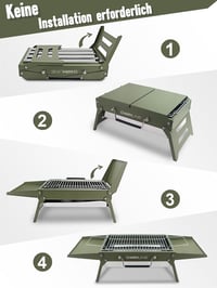 Charmline Összecsukható Hordozható Szenes Grill 35x23cm Zöld - Kompakt BBQ Grillsütő Kempingezéshez és Kerti Sütéshez 2