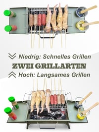 Charmline Összecsukható Hordozható Szenes Grill 35x23cm Zöld - Kompakt BBQ Grillsütő Kempingezéshez és Kerti Sütéshez 8