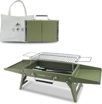 Charmline Összecsukható Hordozható Szenes Grill 35x23cm Zöld - Kompakt BBQ Grillsütő Kempingezéshez és Kerti Sütéshez 1