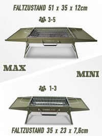 Charmline Összecsukható Hordozható Szenes Grill 35x23cm Zöld - Kompakt BBQ Grillsütő Kempingezéshez és Kerti Sütéshez 9