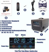 Charmline Ózongenerátor 40000 mg/h - Szagtalanító Készülék Távirányítóval, 500 m² Területre, Otthonba, Autóba, Fekete 9