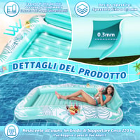 Charmofun Nafukovací matrac na opaľovanie 210x155 cm, s držiakom na poháre a chladiacim boxom, dvojitý deluxe plávajúci matrac do bazéna a na pláž pre dospelých, zelený 4