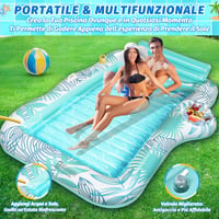 Charmofun Nafukovací matrac na opaľovanie 210x155 cm, s držiakom na poháre a chladiacim boxom, dvojitý deluxe plávajúci matrac do bazéna a na pláž pre dospelých, zelený 5