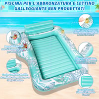 Charmofun Nafukovací matrac na opaľovanie 210x155 cm, s držiakom na poháre a chladiacim boxom, dvojitý deluxe plávajúci matrac do bazéna a na pláž pre dospelých, zelený 3