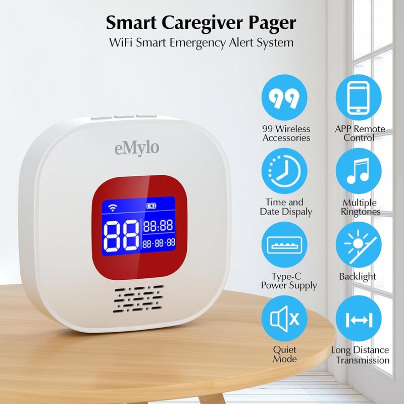 Chatthen WiFi Idősek Vészjelzés Rendszer 1 Vevő + 4 Gomb Tuya