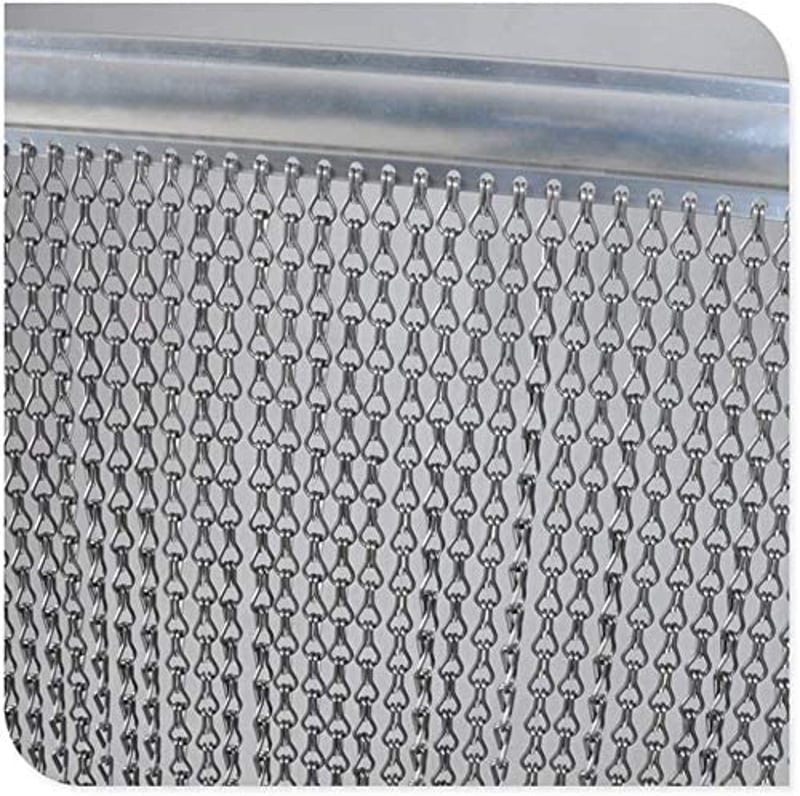 CHAWNIAO Aluminijska lančana zavjesa protiv insekata za vrata 90x200 cm - protiv muha, osa i komaraca, za unutarnju i vanjsku upotrebu, srebrna metalna zavjesa