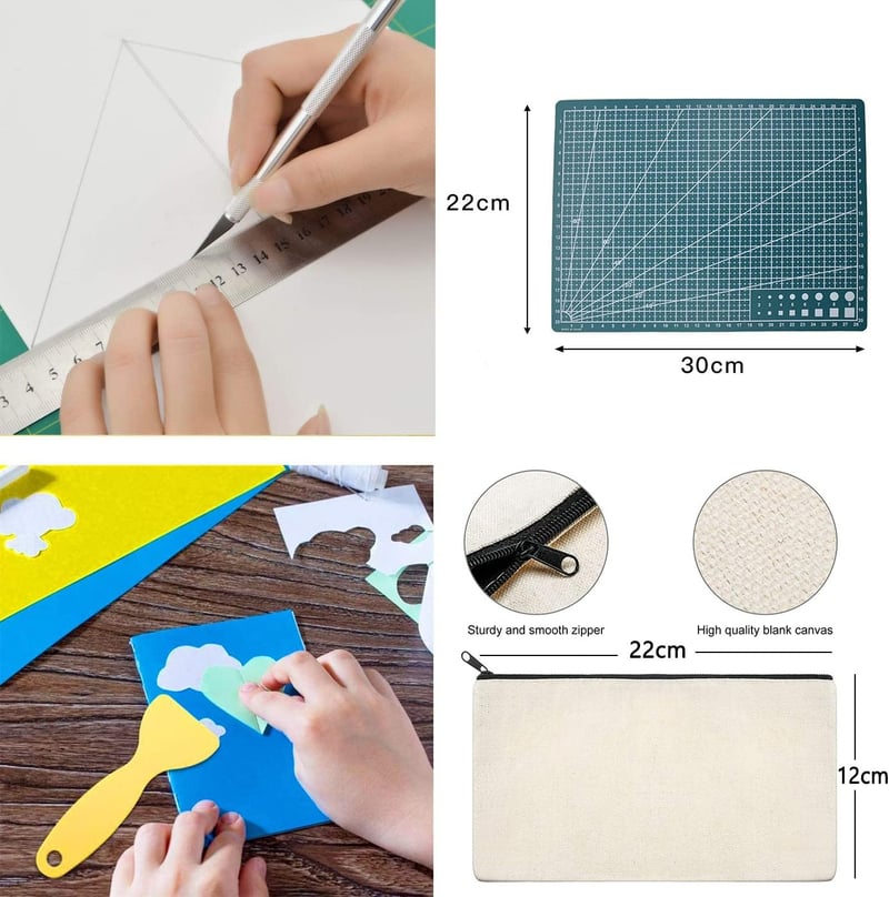 Chedin 26 részes plotter kiegészítő készlet - Vinyl kivágó eszközök, skalp kések, spatula, vonalzó - DIY barkács szett tárolótáskával