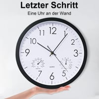 Chedin 30 cm Csendes Falióra Hőmérővel és Páratartalom Mérővel, Időjárásálló - 1, White 4