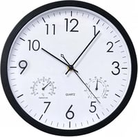 Chedin 30 cm Csendes Falióra Hőmérővel és Páratartalom Mérővel, Időjárásálló - 1, White 1