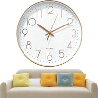 Chedin 30 cm Csendes Falióra Modern Kvarckristály Fehér-Rozéarany Gyermek - White/Rose Gold 1