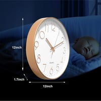Chedin 30 cm Csendes Falióra Modern Kvarckristály Fehér-Rozéarany Gyermek - White/Rose Gold 2