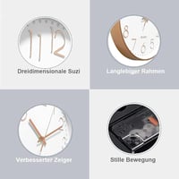 Chedin 30 cm Csendes Falióra Modern Kvarckristály Fehér-Rozéarany Gyermek - White/Rose Gold 3