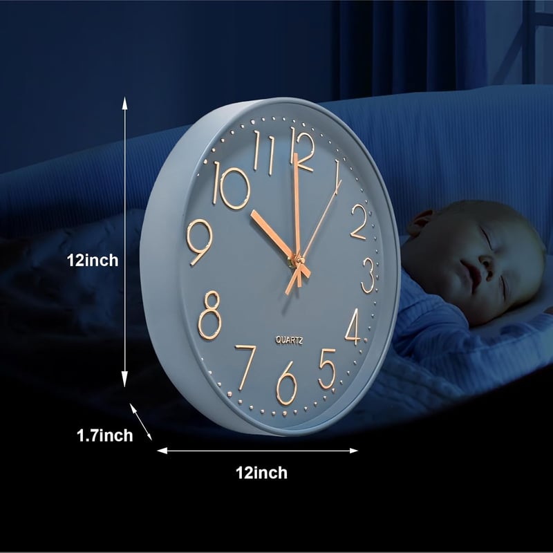 Chedin 30 cm Csendes Falióra Modern Kvarckristály Szürke-Rozéarany Gyermek - Grey/Rose Gold