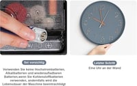 Chedin 30 cm Csendes Falióra Modern Kvarckristály Szürke-Rozéarany Gyermek - Grey/Rose Gold 4