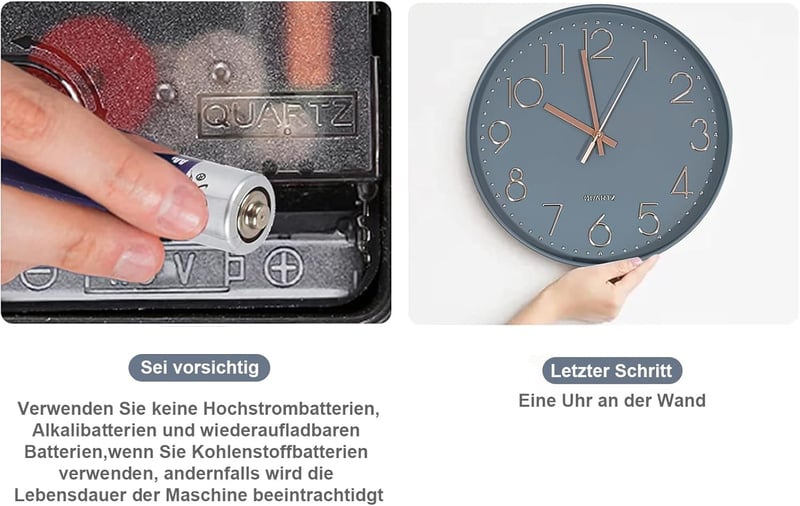 Chedin 30 cm Csendes Falióra Modern Kvarckristály Szürke-Rozéarany Gyermek - Grey/Rose Gold