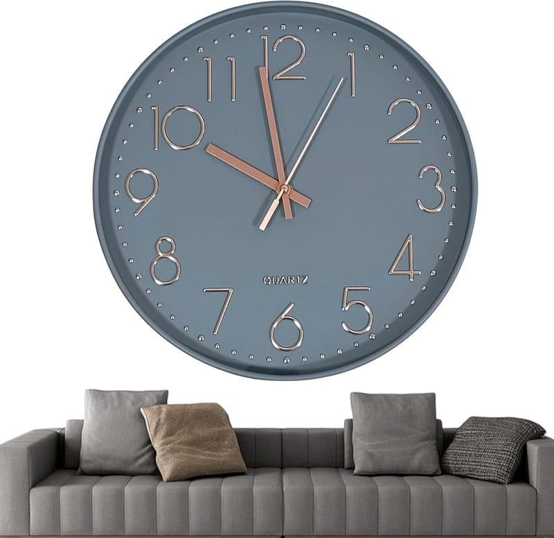 Chedin 30 cm Csendes Falióra Modern Kvarckristály Szürke-Rozéarany Gyermek - Grey/Rose Gold