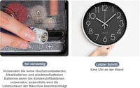 Chedin 30 cm Csendes Falióra Modern Kvarckvarc Fekete-Fehér Gyerekeknek 4