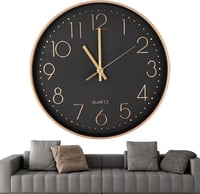 Chedin 30 cm Modern Kerek Falióra Csendesen Működő Arany/Fekete - Gold/Black 1