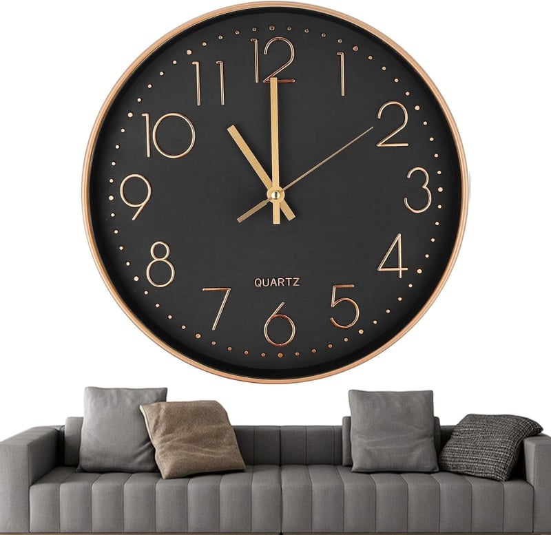 Chedin 30 cm Modern Kerek Falióra Csendesen Működő Arany/Fekete - Gold/Black