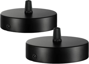 Cheson de tavan Chedin 100x20mm - Cutie de montaj metalică rotundă negru mat 2 buc - Rozete pentru lustre, aplice și plafoniere, stil clasic.