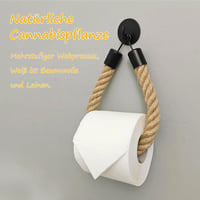 Chedin Wc papír tartó fekete matt, fúrás nélkül, vintage kender kötél, 2 darab 5
