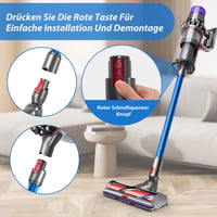 Teleskopická trubica Cheerhom pre vysávače Dyson V7 V8 V10 V11 V15, pevná predlžovacia trubica s rýchlospojkou a dvoma kefami 2 v 1, modrá 3