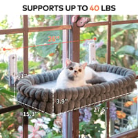 CheerPals macska ablakágy, puha levehető kétoldalas huzattal, összecsukható ablakos fekhellyel, acél kerettel és tapadókorongokkal, 18 kg teherbírással 6