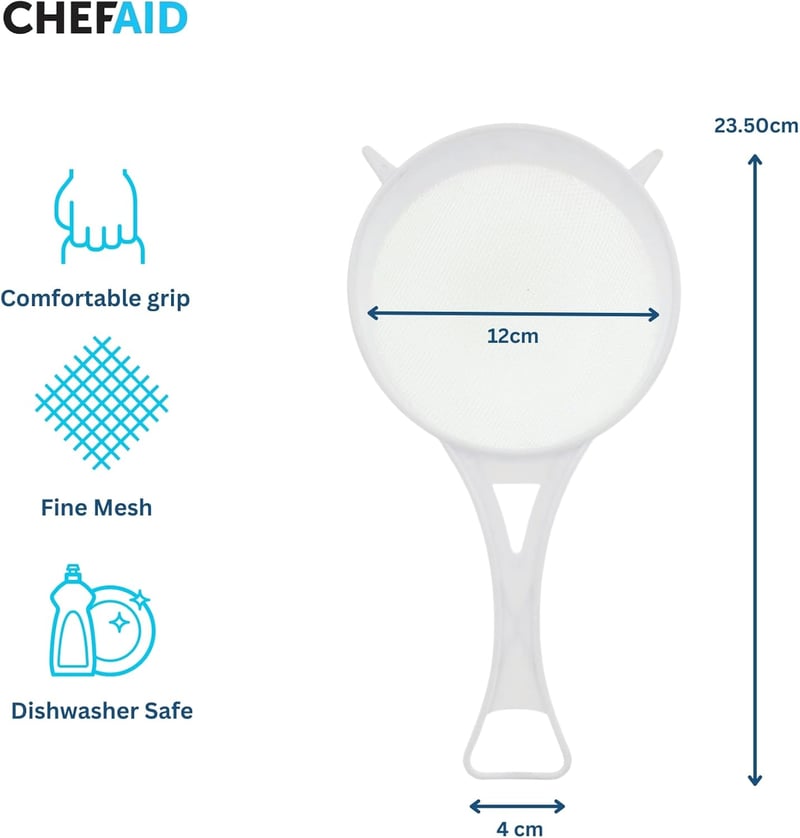 Chef Aid Nylon Szűrő 12 cm Fehér - Zöldség Gyümölcs Mosáshoz és Leszűréshez