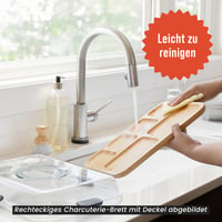 Okrúhly servírovací podnos na údeniny Chef Pomodoro s poklopom, 34 cm, drevený servírovací podnos s 5 priehradkami — Poklop je na 2 miestach prasknutý (stav: pozri 2. obrázok) 13