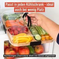 Okrúhly servírovací podnos na údeniny Chef Pomodoro s poklopom, 34 cm, drevený servírovací podnos s 5 priehradkami — Poklop je na 2 miestach prasknutý (stav: pozri 2. obrázok) 12